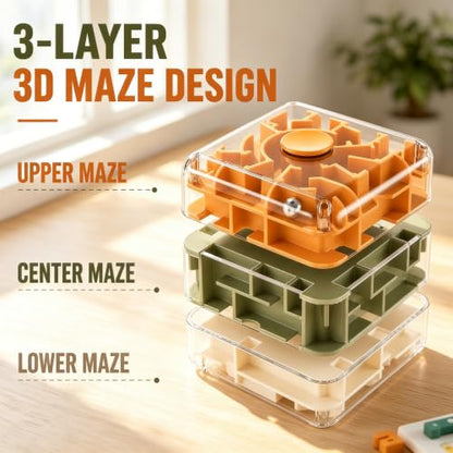 3 Layer 2 in 1 3D Rolling Ball Maze Cube