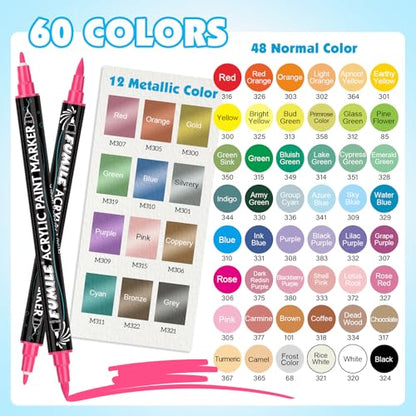 60Color Acrylic Paint Markers Set (60 Count)