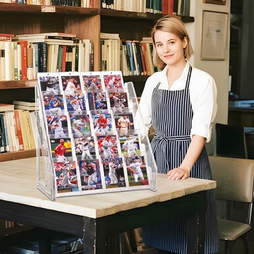 Elevated 5 Tier Clear Acrylic Card Display Stand for Trading Cards (25 card slots)