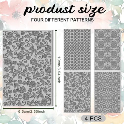 4PCS Polymer Clay Texture Sheets Set for Using with Clay Cutters (4 Count)