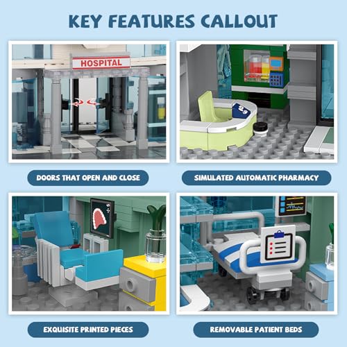 City Hospital Building Set Compatible with Lego 1350pc LED Lighting (1350 Count)