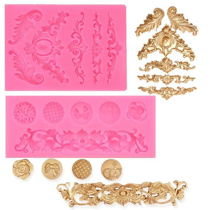 Baroque Scroll Fondant Silicone Molds (3 Count)