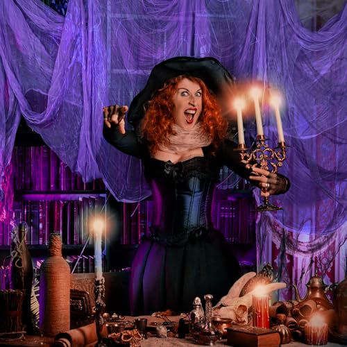 Halloween Cheese Cloth 85 x 394 Inch Purple Cheesecloth Roll for Crafts Large Cotton Muslin Gauze Fabric for Halloween Outdoor & Indoor Spooky Decoration