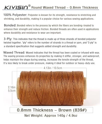Bonded 0.8mm Round Waxed Polyester Cord (588 Foot)