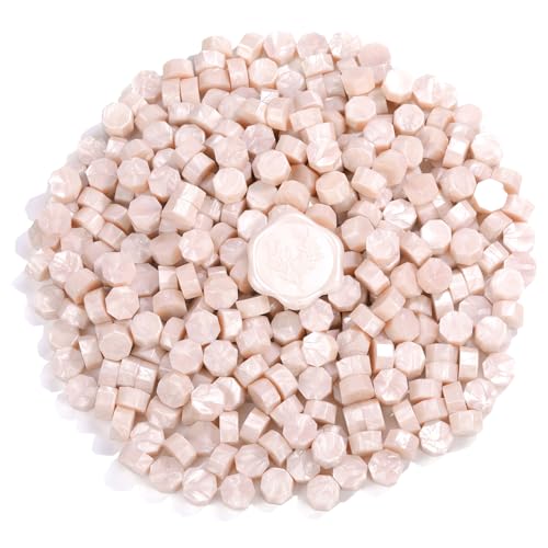 360Pcs Champagne Sealing Wax Beads with 2 Spoons and 4 Tea Candles for Wax Seal Stamps (360 Count)
