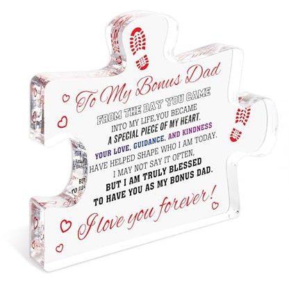 To My Bonus Dad Puzzle Piece Keepsake