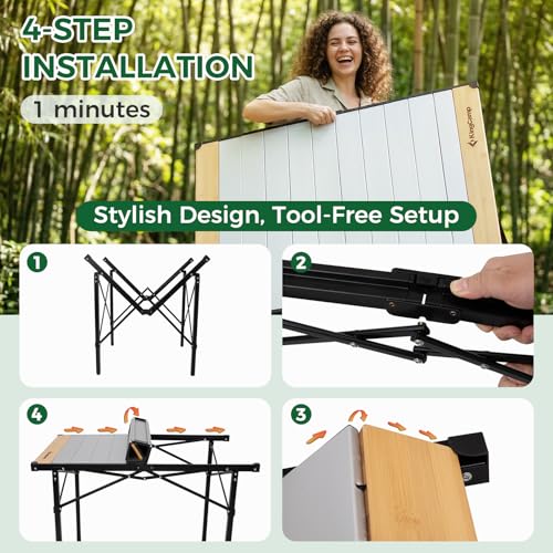 Camping Table Folding Portable Table Aluminum Roll Up Lightweight Foldable Large Camp Table for Indoor Outdoor Picnic Backyard