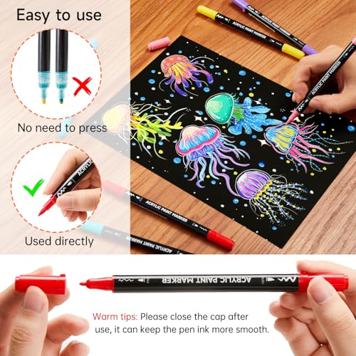 25 Colors Dual Tip Acrylic Paint Markers (25 Count)