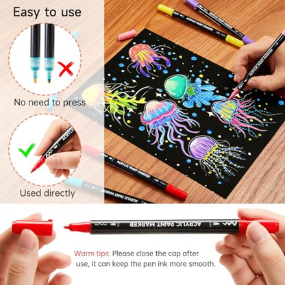 25 Colors Dual Tip Acrylic Paint Markers (25 Count)