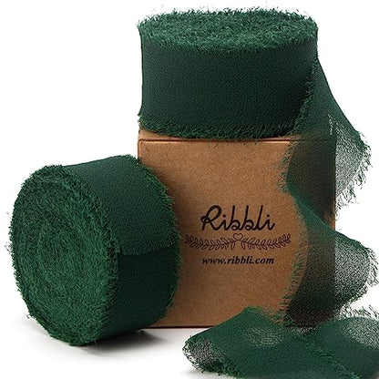Forest Green Chiffon Ribbon 1 Inch x 20 Yard (60 Foot)