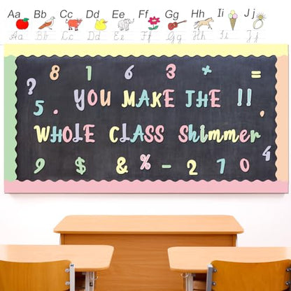 221 Pcs Pastel Bulletin Board Letters for Classroom Wall (225 Count)