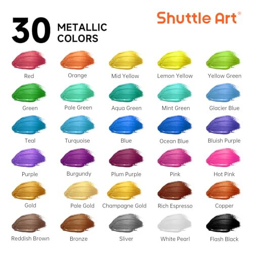 30 Colors Metallic Acrylic Paint (60 Fl Oz)
