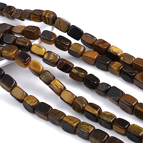 Natural Yellow Tiger Eye Cuboid Stone Loose Semi Gemstone Beads for Jewelry Making 8mmx12mm 38cm (33 Count)