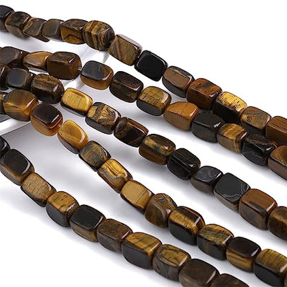 Natural Yellow Tiger Eye Cuboid Stone Loose Semi Gemstone Beads for Jewelry Making 8mmx12mm 38cm (33 Count)