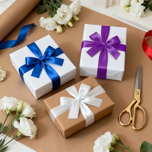 1-1/2 Inch 100 Yards Satin Ribbon Purple, Solid Color Fabric Ribbon for Gift Wrapping, Wedding, Polyester Gift Ribbon for Birthday Party Decoration, Craft, Hair, Floral, Sewing (300 Foot)