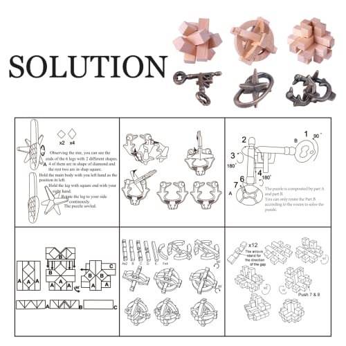 Brain Teaser Puzzle for Adults Puzzles Metal Hole Lock Adult Educational Toy Jigsaw IQ Puzzle（6 Pack） (6 Count)