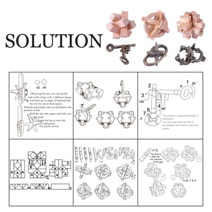 Brain Teaser Puzzle for Adults Puzzles Metal Hole Lock Adult Educational Toy Jigsaw IQ Puzzle（6 Pack） (6 Count)