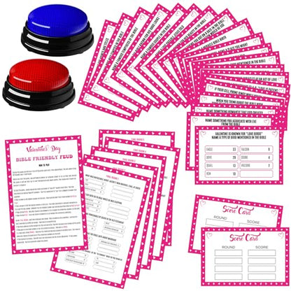 Valentine's Day Friendly Feud Game with 2 Answer Buzzers for Party (30 Count)