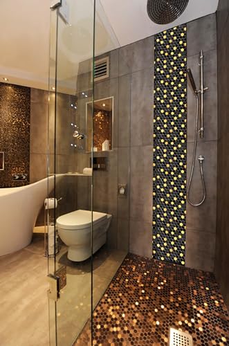 Black and Gold Backsplash Wall Tiles Hexagon Mosaic Shower Floor Tile Kitchen Bathroom Tile (5 Sq Ft)