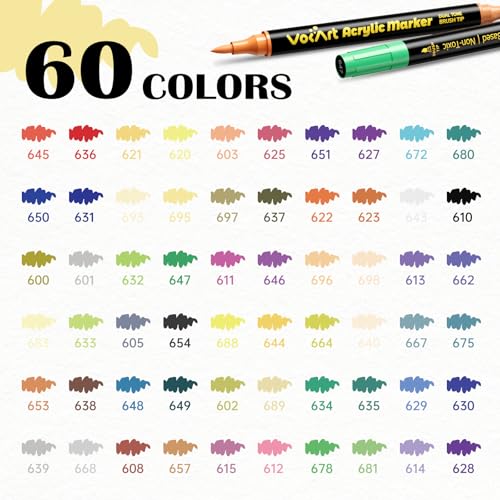 60 Colors Acrylic Paint Markers Brush Tip Paint Pens (30 Count)