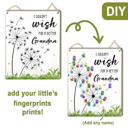 Dandelion DIY Custom Mothers Day Gift For Grandma Fingerprint Sign