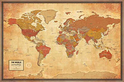 Laminated World Pioneer Map Poster