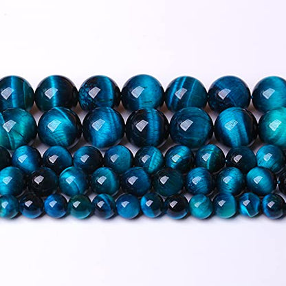 4mm 90pcs Blue Tiger Eye Gemstone Loose Beads Natural Round Stone Beads for Jewelry Making 1 Strand 15" (16 Count)