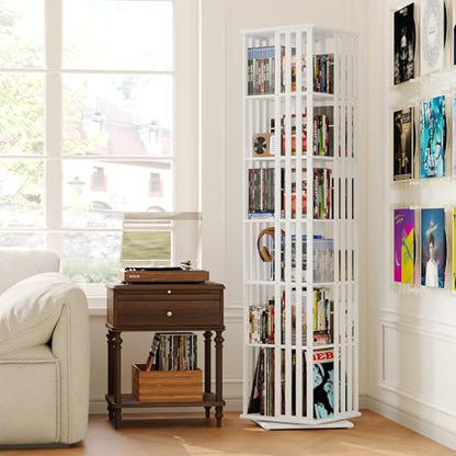Bamboo 360 Rotating Bookshelf Tower