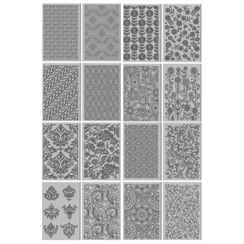 16 Sheets Artistic Flowers Clay Texture Mat Geometric Pattern Polymer Clay Texture Sheets DIY Tools for Pottery Earring Jewelry Making Stamp Engraving Machines