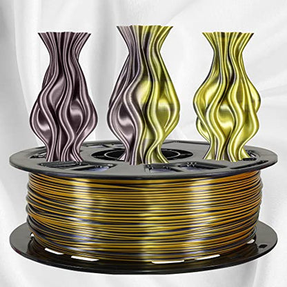 Bicolor Double Colors Silk Metallic Gold Black PLA Coextrusion Filament (1099.08 Foot)