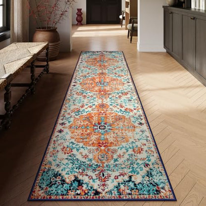 Reine Bohemian Floral Medallion 2'8" x 10' Hallway Runner Rug