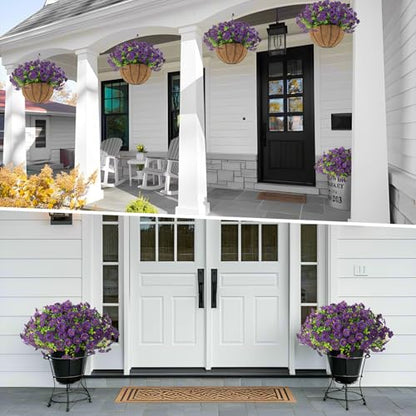 2 Set Artificial Outdoor Flowers with Hanging Basket (2 Count)