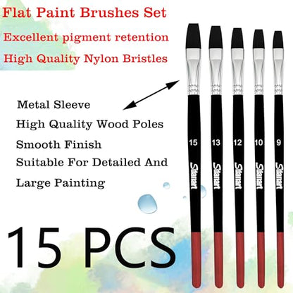 Flat Paint Brushes (15 Count)