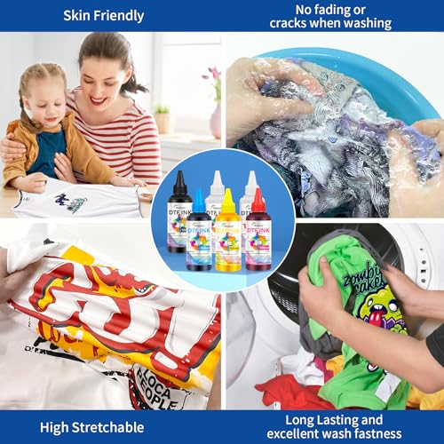 DTF Ink 5Color Kit 100ml x 6 Heat Transfer Ink Refill ET (20.3 Fl Oz)