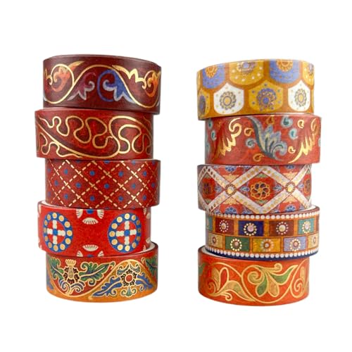 Chinoiserie Gold Foil Washi Tape Set 10 Rolls (10 Count)