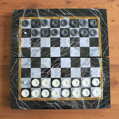 Park&Oz Premium Turkish Backgammon and Checkers Set 19 Inch Handmade 2 in 1 Wooden Board Game with Glossy Finish Luxury Checkers and Dice Travel Friendly and Foldable