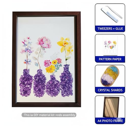 DIY Real Amethyst Crystal Mosaic Kit Vase Art for Home Decor Gift