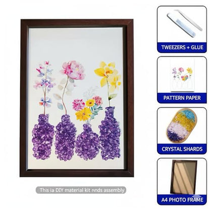 DIY Real Amethyst Crystal Mosaic Kit Vase Art for Home Decor Gift