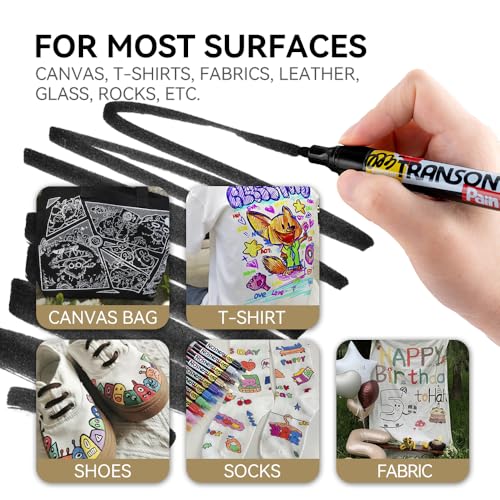 2 Black Permanent Paint Markers for Fabric Rock Craft Diy Painting Medium Tip Oil Based Waterproof (2 Count)