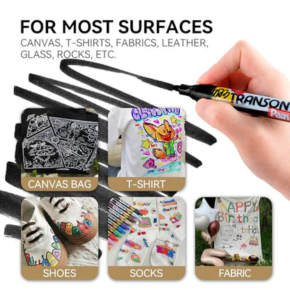 Black and White Permanent Paint Markers for Fabric Rock Craft Diy Painting Medium Tip Oil Based Waterproof (2 Count)
