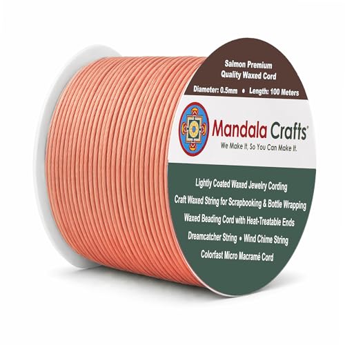 0.5mm Salmon Waxed Cord