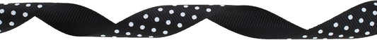 Polka Dot Grosgrain Ribbon 25 Yard Each Roll 100% Polyester (5/8", Black) - Crafty Corner