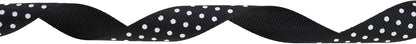 Polka Dot Grosgrain Ribbon 25 Yard Each Roll 100% Polyester (5/8", Black) - Crafty Corner