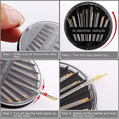 Premium 30 60 Pack Sewing Needles for Hand Sewing Repair with 2 Threaders (30 Count)