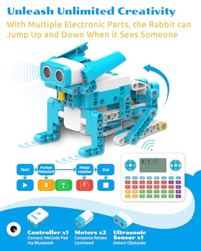 D3 Pro 12-in-1 STEM Wecode Pad Coding Robot Kit for Kids, 388-Piece Educational Building Set with Interactive Storytelling, Ideal Toy for Boys & Girls Ages 6-8 (376 parts)