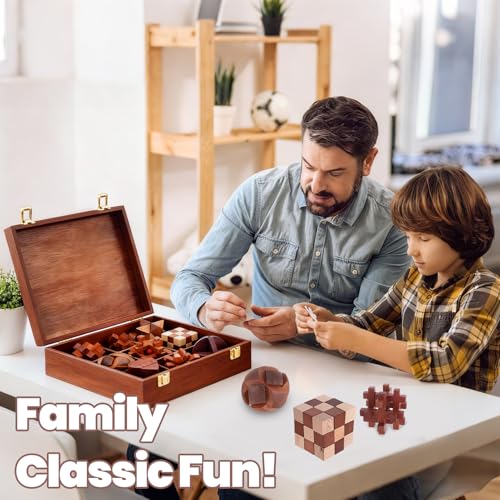 Wooden Brain Teaser Puzzles for Adults Teens (9 Count)