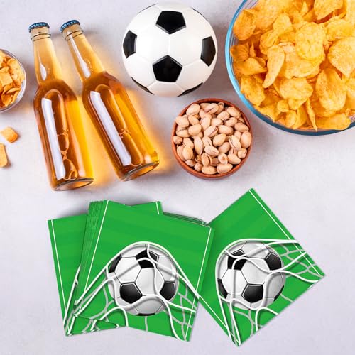 48 Pieces Soccer Paper Napkins Disposable Football Party Napkins Sports Ball Napkins Soccer Cocktail Dinner Napkin Set 13" x 13" Unfolded Football Tableware Napkins for Sports Party Supplies (48 Count)