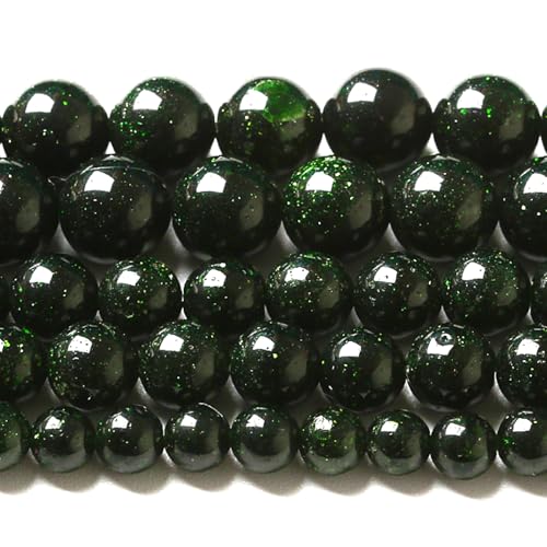 10MM 36pcs Natural Green Sandstone Energy Healing Beads Round Loose Beads for Jewelry Making Bracelet 1 Strands 16"