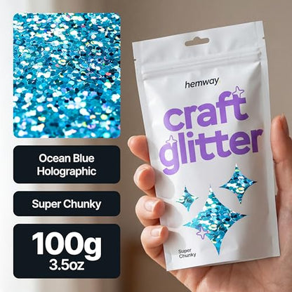 Craft Glitter Ocean Blue Holographic 100g Super Chunky Glitter