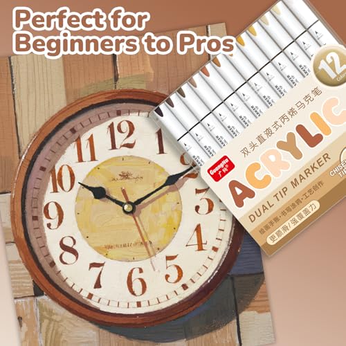 12 Brown Dual Tip Acrylic Paint Markers (12 Count)